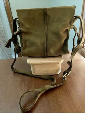 Anthropologie Miss Albright Green Leather Suede Crossbody Handbag